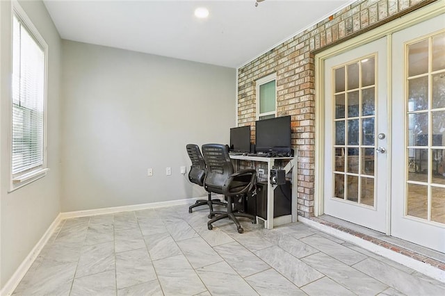 home office featuring french doors