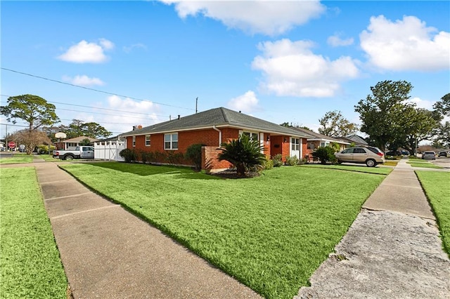 view of property exterior with a lawn