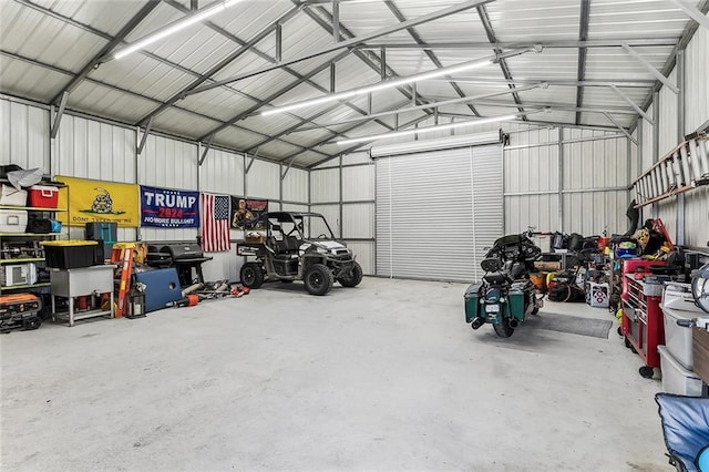 garage featuring metal wall