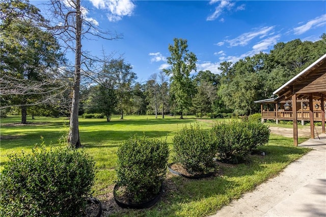 surrounding community featuring a lawn and a deck