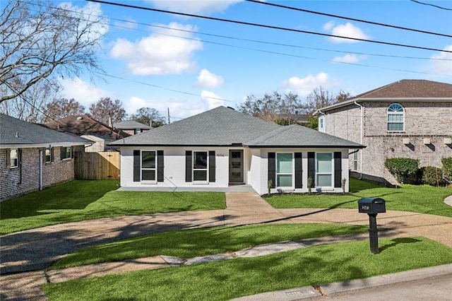 view of front of home with a front yard