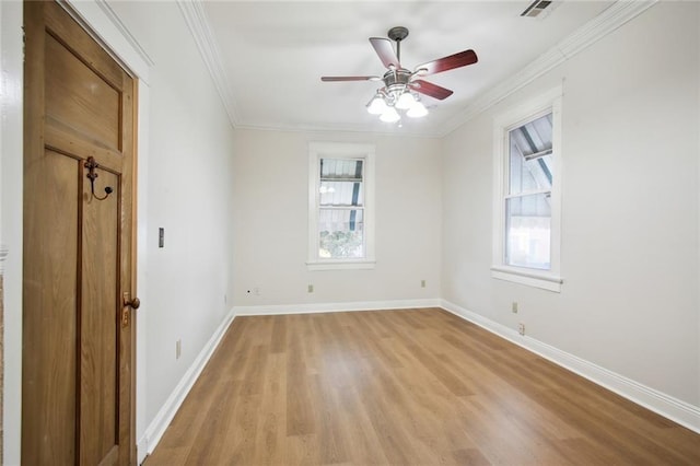 4937-39 S Miro St, New Orleans, LA 70125 - spare room featuring ceiling fan, visible vents, light wood finished floors, and plenty of natural light