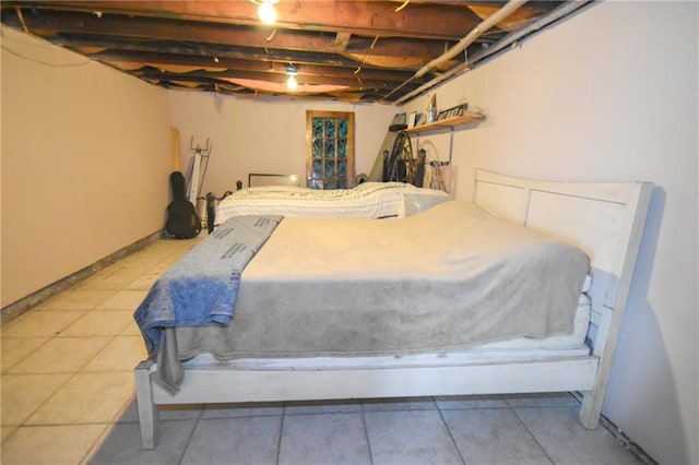 bedroom with tile patterned floors