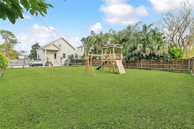 view of yard featuring a playground