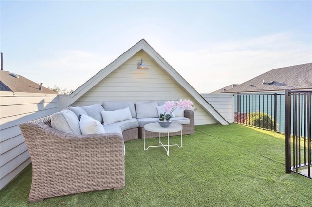 exterior space with a yard and an outdoor hangout area