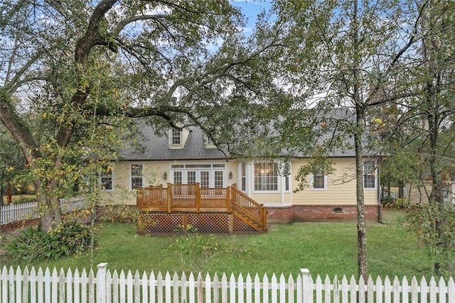 700 Dewey Ave, Slidell, LA 70458 - back of house featuring a deck, a fenced front yard, and crawl space