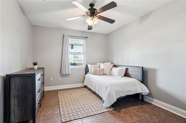 bedroom featuring ceiling fan