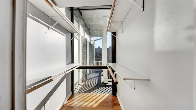 walk in closet featuring hardwood / wood-style floors