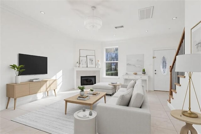 view of tiled living room