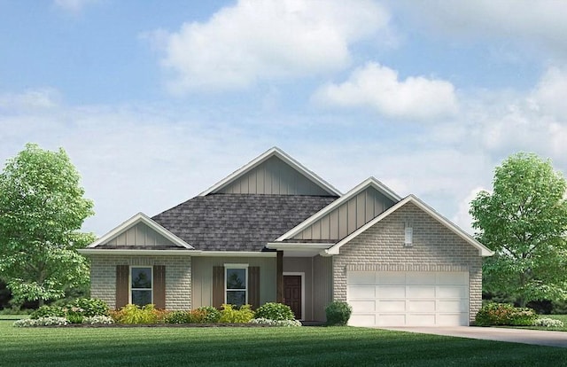 view of front of house with a garage and a front lawn