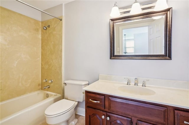 full bathroom featuring vanity, toilet, and shower / bathing tub combination