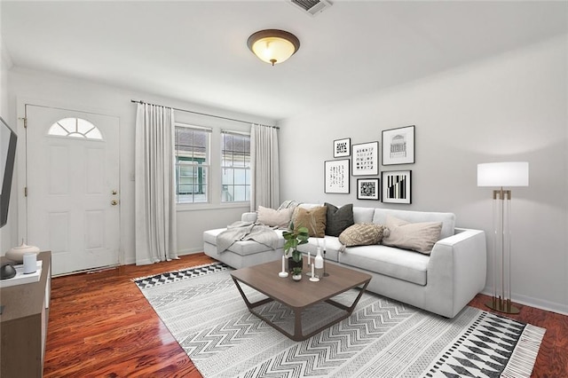 living room featuring wood-type flooring