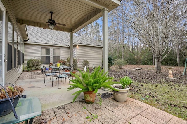 view of patio with ceiling fan