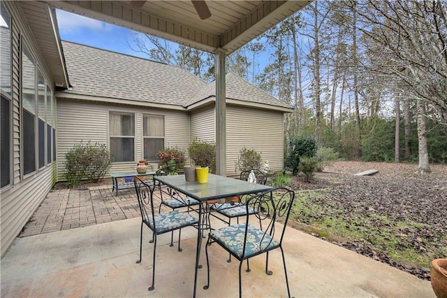 view of patio / terrace featuring ceiling fan