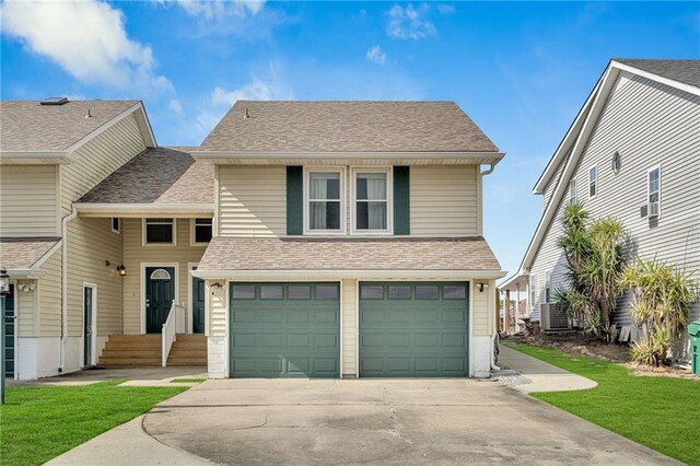 exterior space with a garage