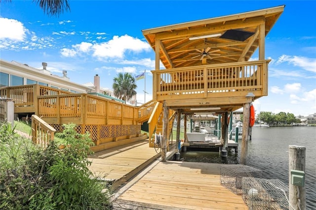 dock area featuring a water view