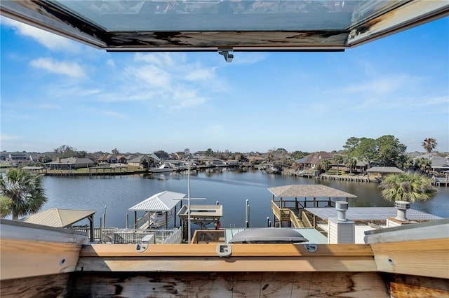 view of dock featuring a water view