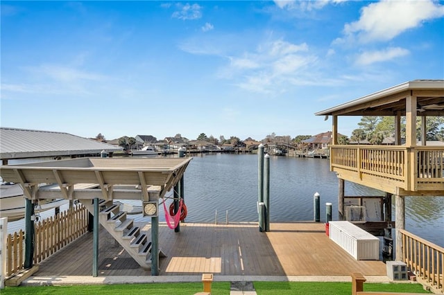 view of dock featuring a water view