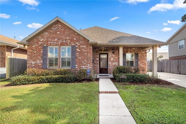 view of front of home featuring a front lawn