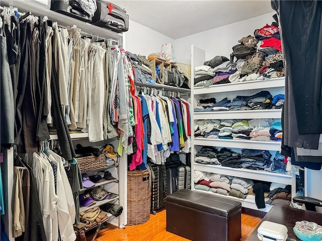 spacious closet featuring hardwood / wood-style flooring