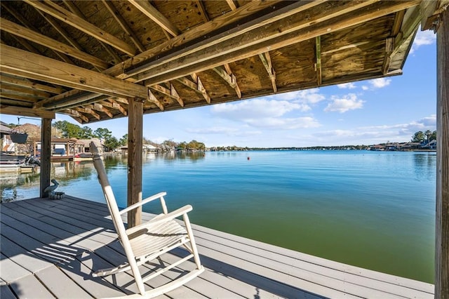 view of dock featuring a water view