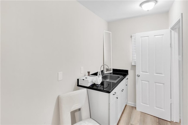 bathroom featuring sink and wood-type flooring