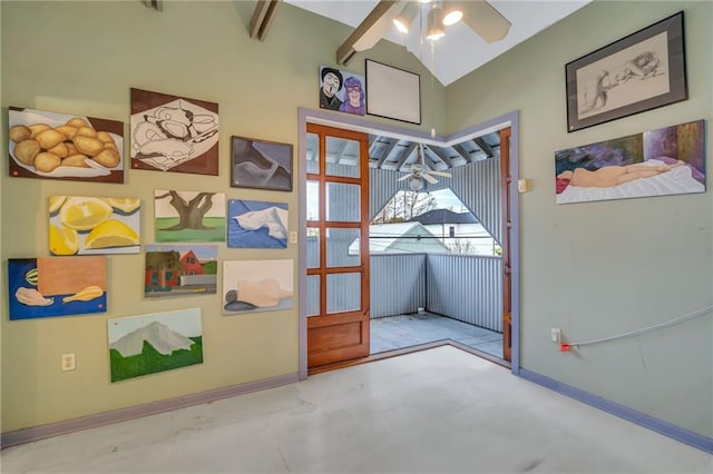 bedroom featuring vaulted ceiling and ceiling fan