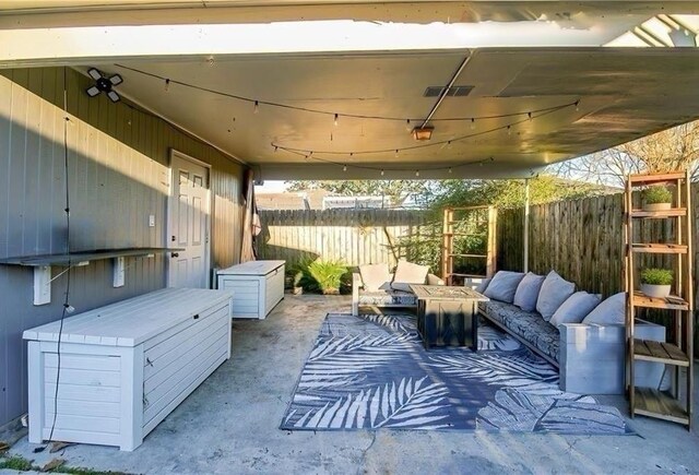 view of patio with outdoor lounge area