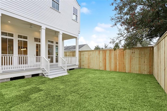 view of yard with a deck