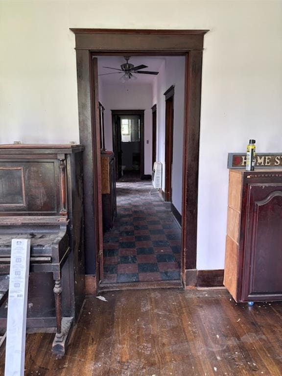 hallway featuring dark hardwood / wood-style floors