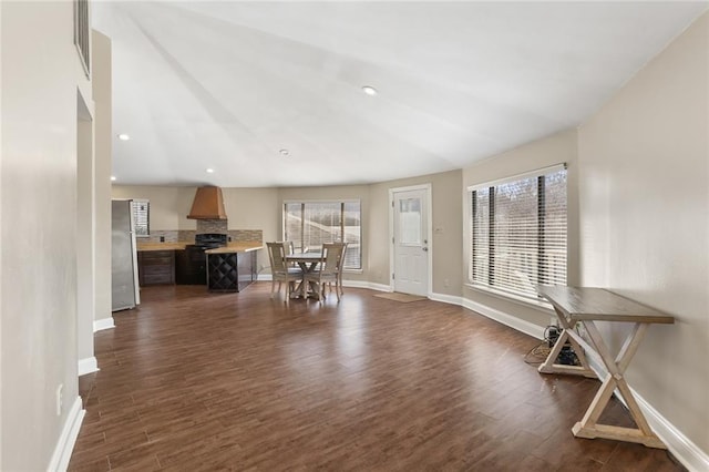 living room with dark wood-type flooring