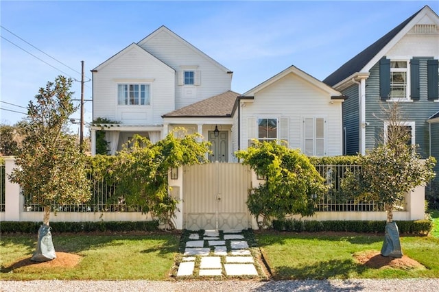 view of front of home with a front yard