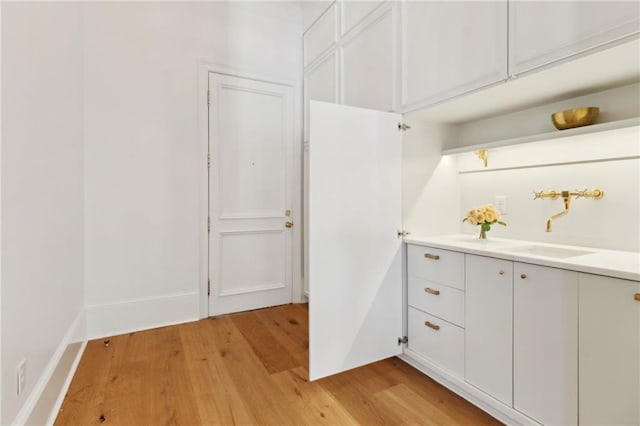 bathroom with sink and wood-type flooring