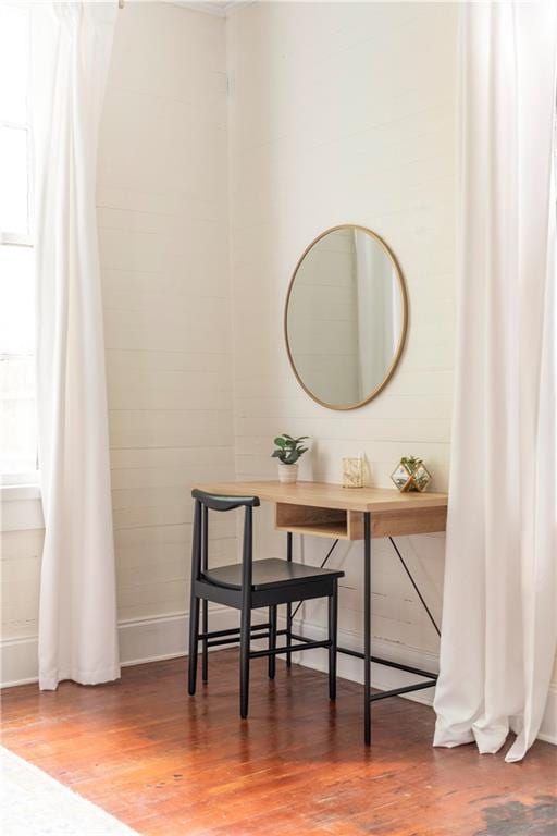 office area with hardwood / wood-style floors