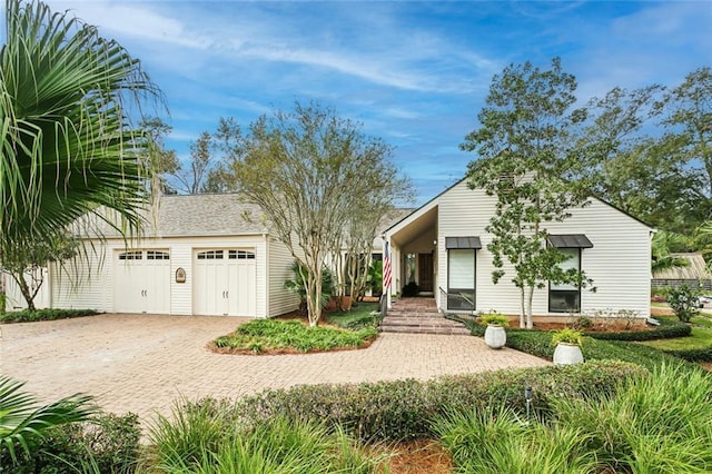 single story home with a garage