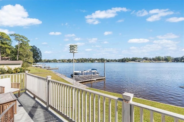 dock area with a water view