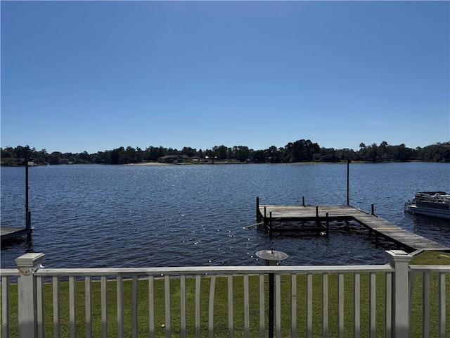 view of dock featuring a water view