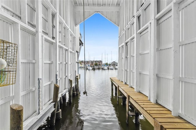 dock area featuring a water view