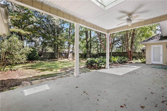 view of patio / terrace featuring ceiling fan