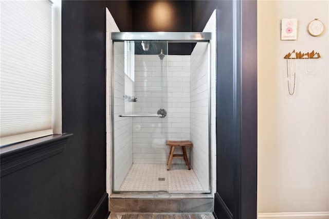 bathroom featuring walk in shower