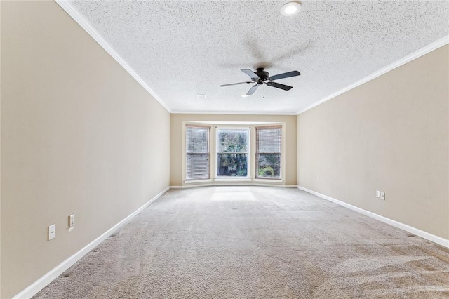 109 Lefleur Dr, Slidell, LA 70460 - carpeted empty room featuring crown molding, ceiling fan, and a textured ceiling