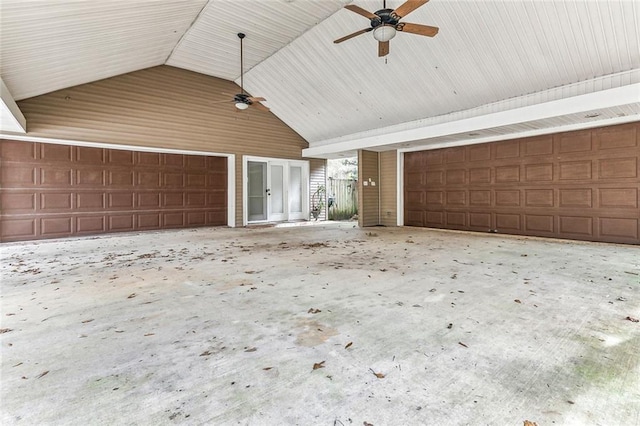 garage with ceiling fan