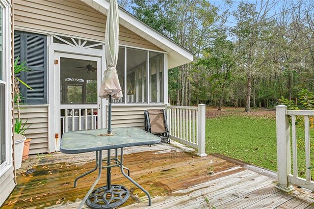 109 Lefleur Dr, Slidell, LA 70460 - wooden deck with a yard and a sunroom