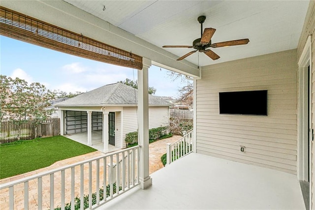 view of patio with ceiling fan