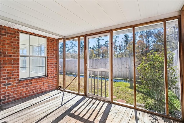 view of unfurnished sunroom