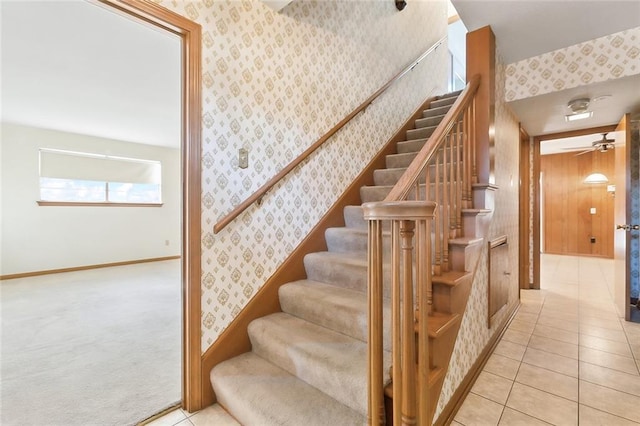 stairway with carpet flooring