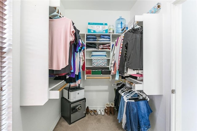 walk in closet with carpet