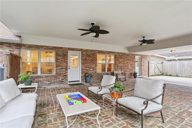 view of patio / terrace with outdoor lounge area and ceiling fan