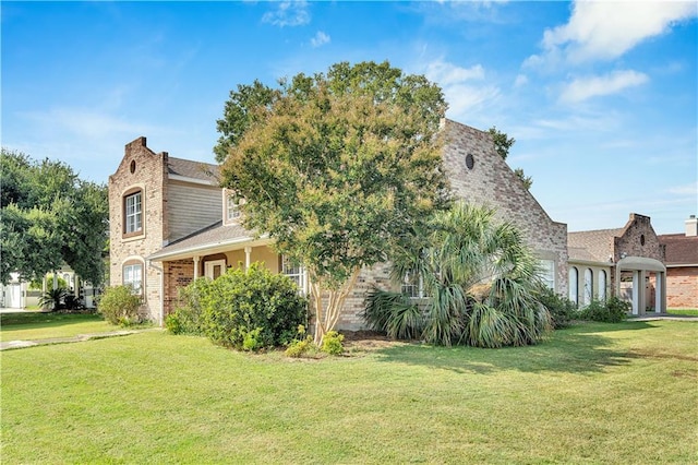 view of property exterior with a yard