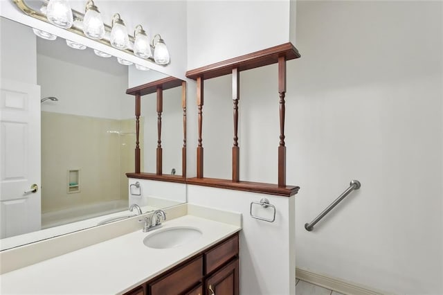 bathroom featuring vanity and bathing tub / shower combination